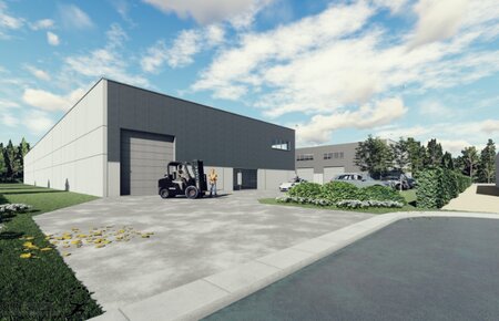 Nieuw KMO park te Lede - 296m² magazijn + 115m² mezzanine